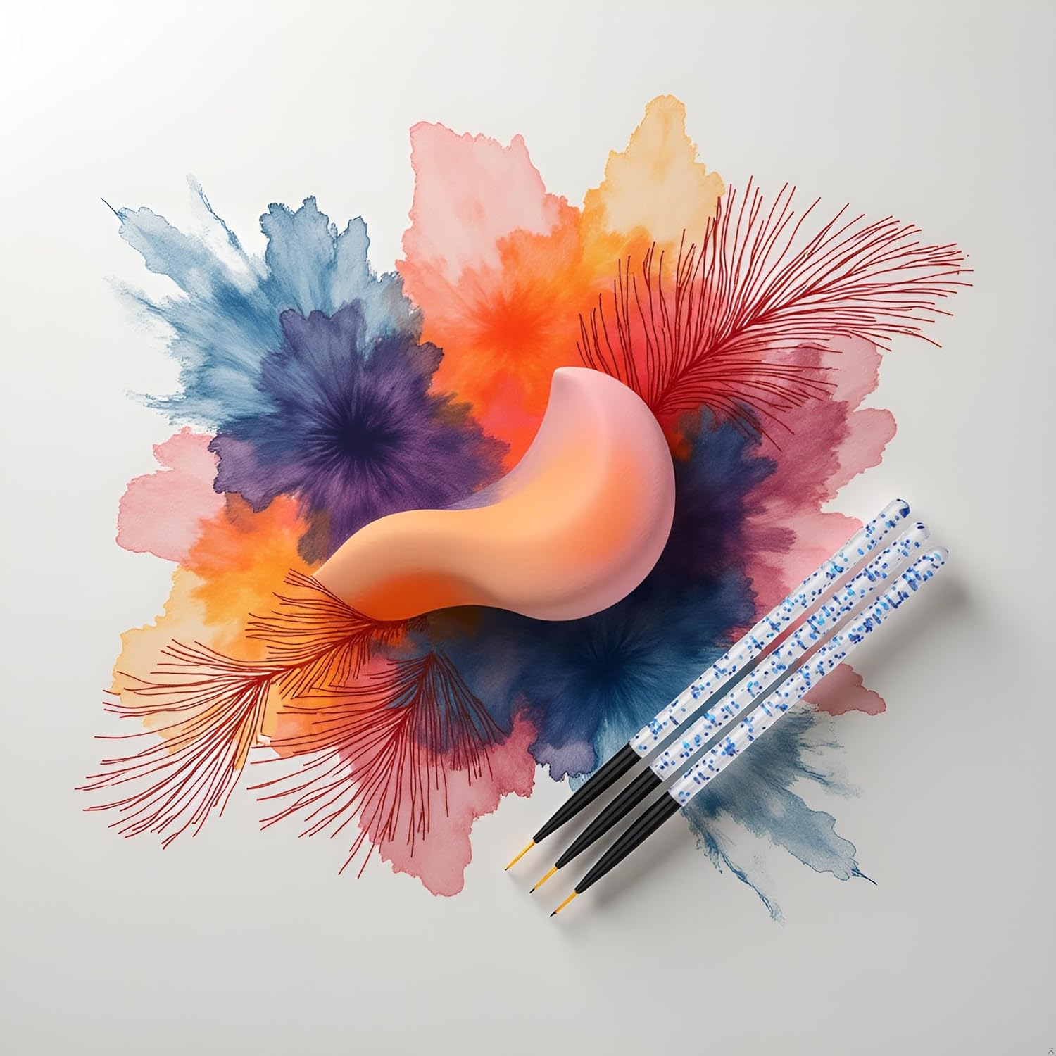 3 Pcs Blue Nail Art Liner Brushes Nail Art Supplies UV Gel Painting Acrylic Nail Art Brushes for Home Salon Valentine'S Day/Mother'S Day/Anniversary/Wedding/Party/Graduation/Birthday Gifts image number 5