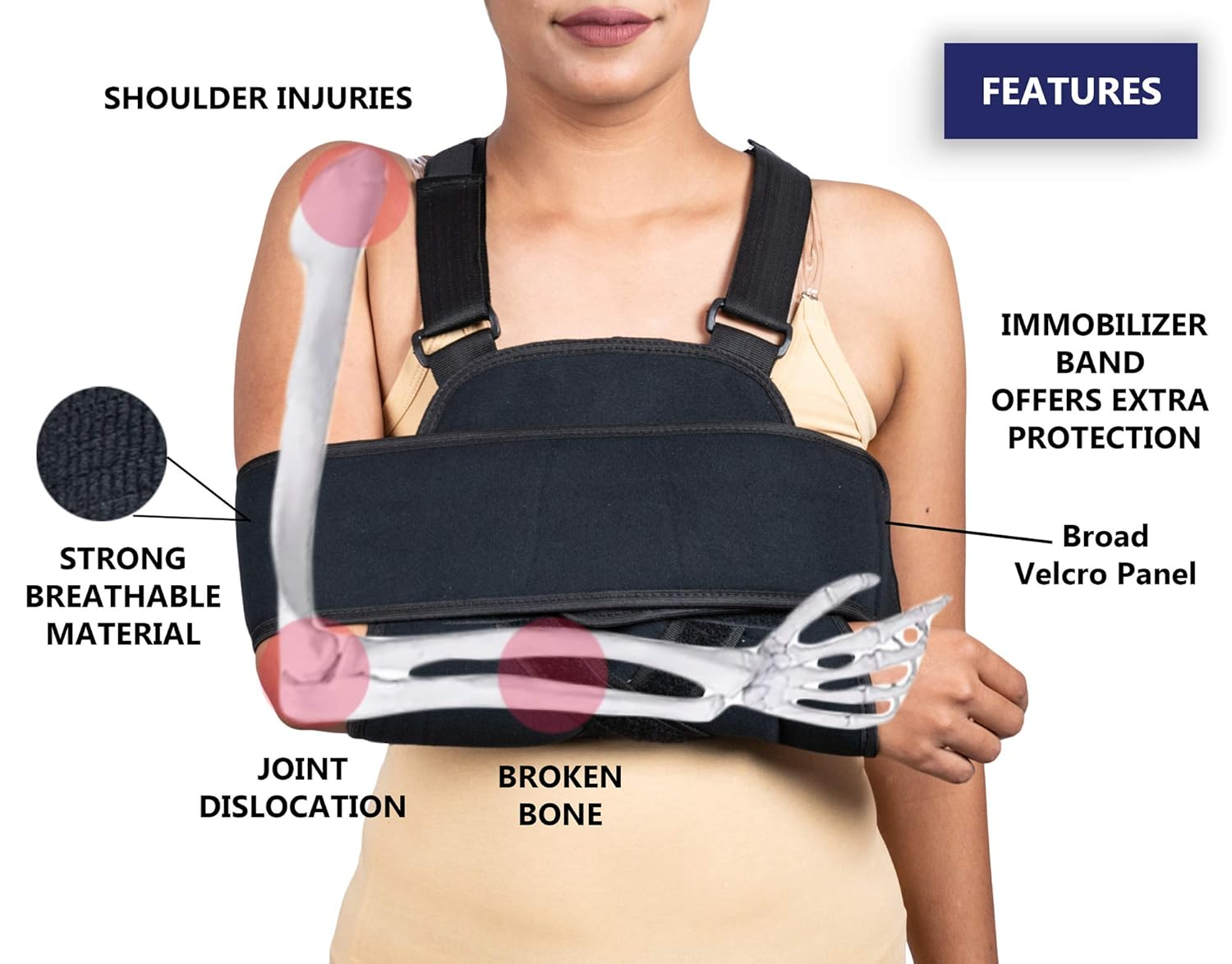 WC Arm Sling Shoulder Brace - Best Fully Adjustable Rotator Cuff and Elbow Support Sling -Includes Immobilizer Band for Quick Recovery -For Men and Women Shoulder Support Special("42-54") image number 1
