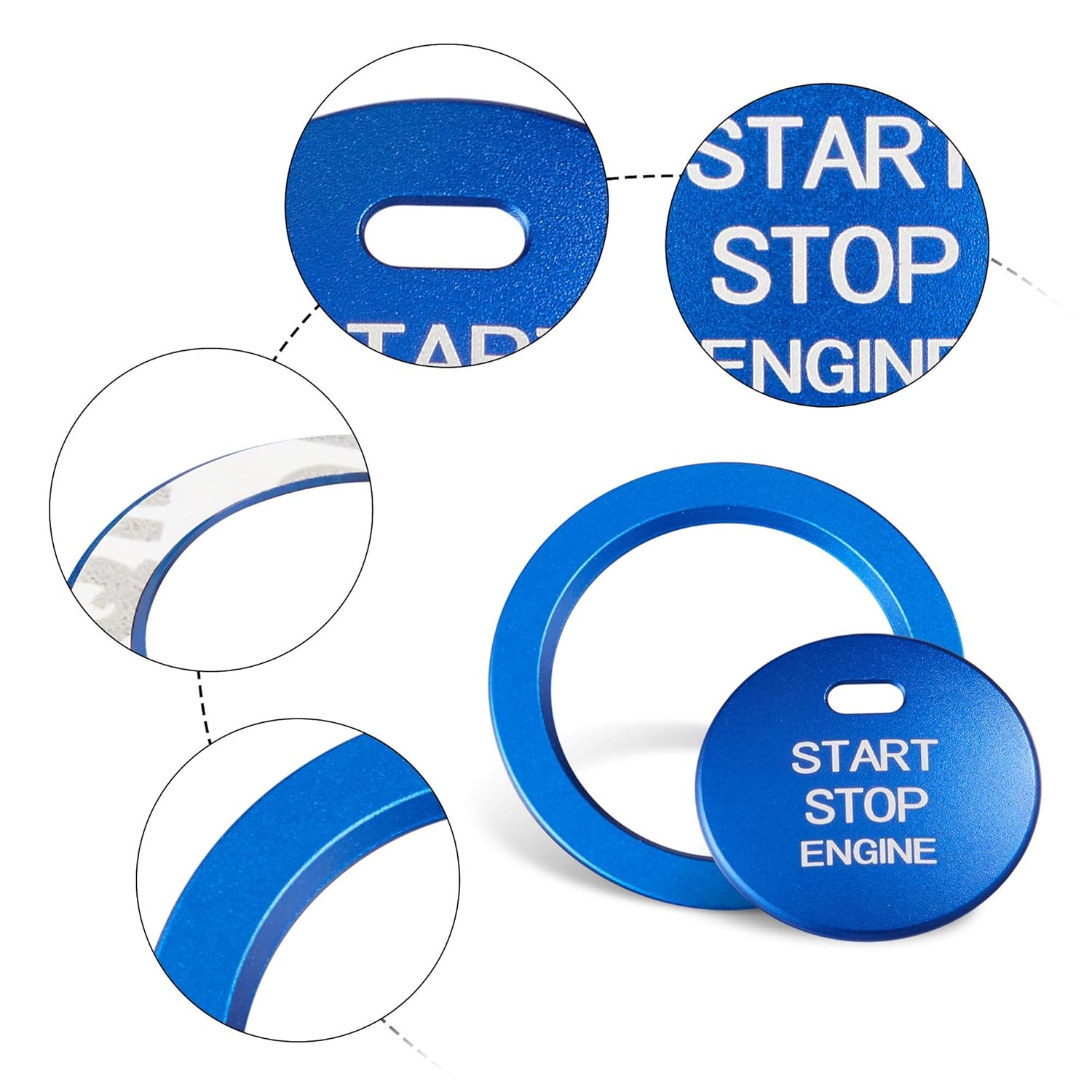 TOMALL Aluminum Engine Start Stop Push Button Cover Trim Compatible with Subaru Forester Legacy Impreza Outback Ascent BRZ XV Car Engine Ignition Start Button Cap Surrounding Trim Ring (Blue) image number 1