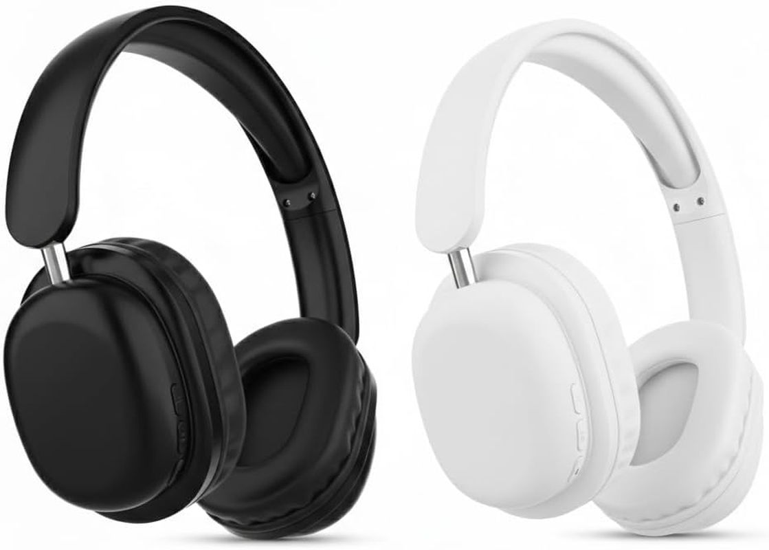 Bluetooth Headphones - Black/White, TF Card | Wireless Over-Ear Headset with TF Card Reader & Type-C Charging image number 2