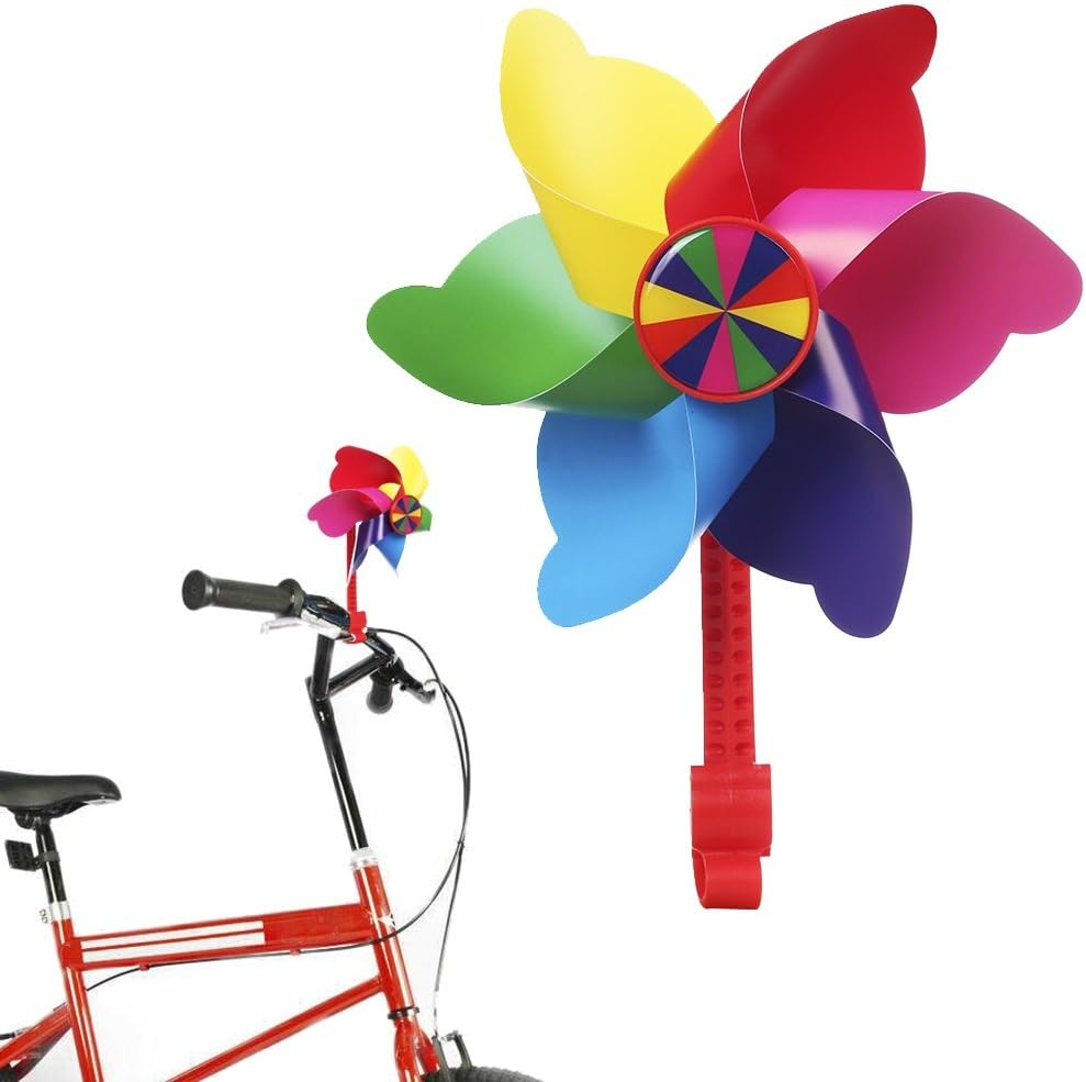 Bike Handlebar Pinwheel for Kids, Mini-Factory Bike Accessory Decoration Wind Spinner for Kid'S Bicycle (Rainbow Stripes)