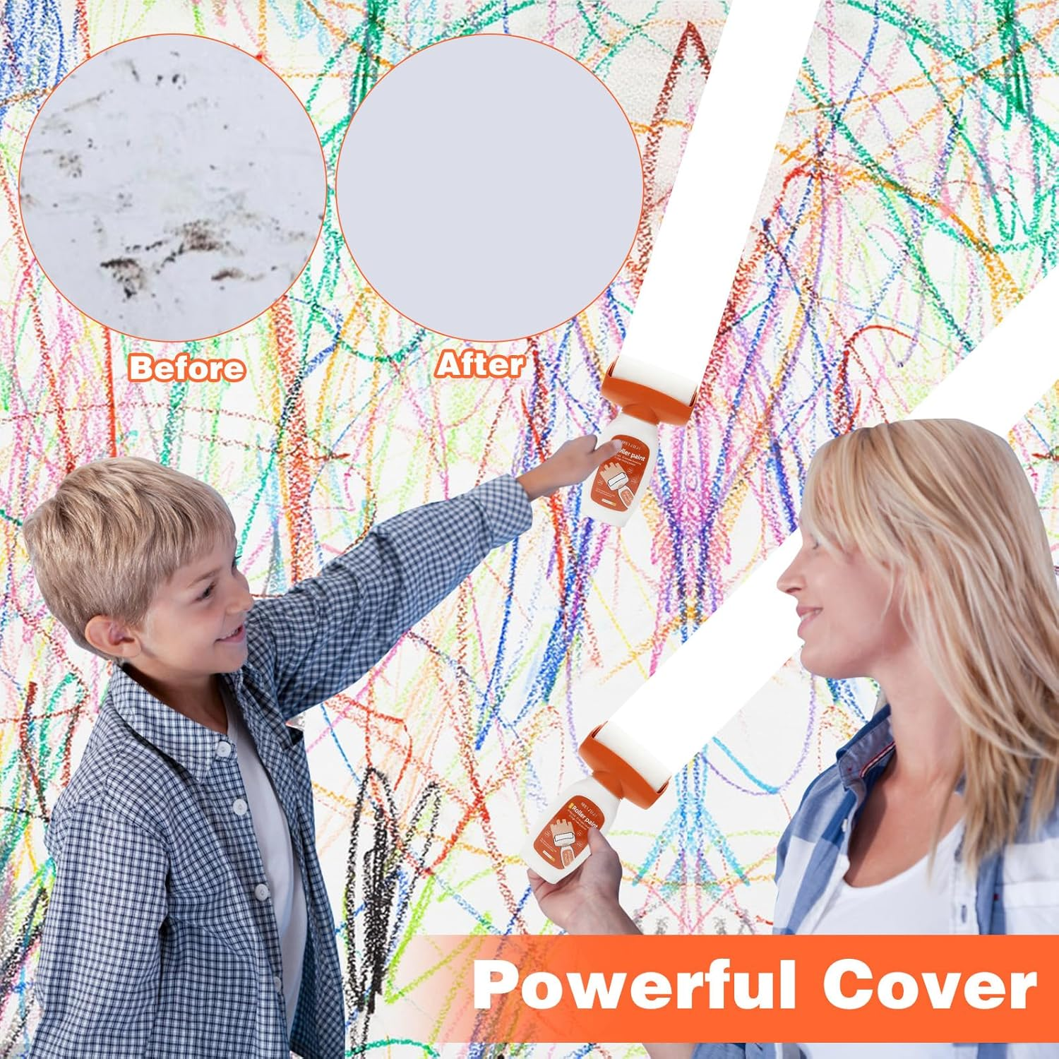 Wall Paint Touch up White, 500 G Touch up Paint White Roller, 2 in 1 Wall Repair Roller Brush, Wall Paint White Roller with Wall Repair Paste, Wall Repair Roller for Wall Scratches, Graffiti Stains image number 2