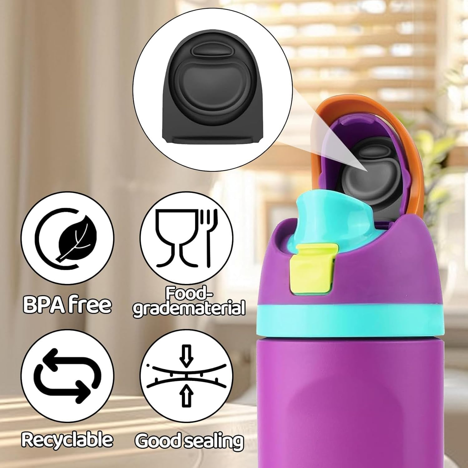 12Pcs Water Bottle Seal Replacement Stopper Compatible with Owala Freesip 24/32/40 Oz, Silicone Seal Bottle Cap Replacement Parts, Cap Mouth Plug Gasket Accessories for Owala (Gray) image number 2