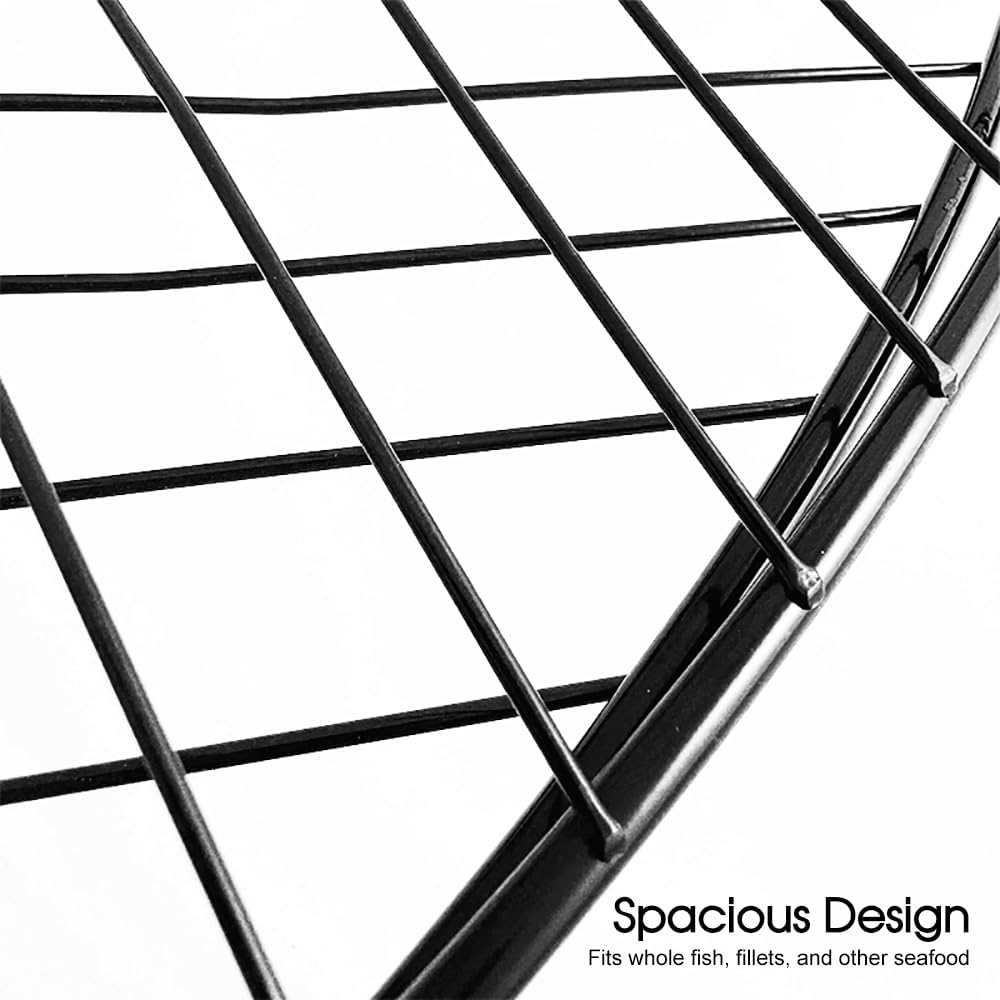 Leona Co Non-Stick BBQ Fish Grill Basket &ndash; 14X58Cm, Stainless Steel with Wooden Handle &ndash; Ideal for Grilling Fish, Meat & Vegetables image number 3