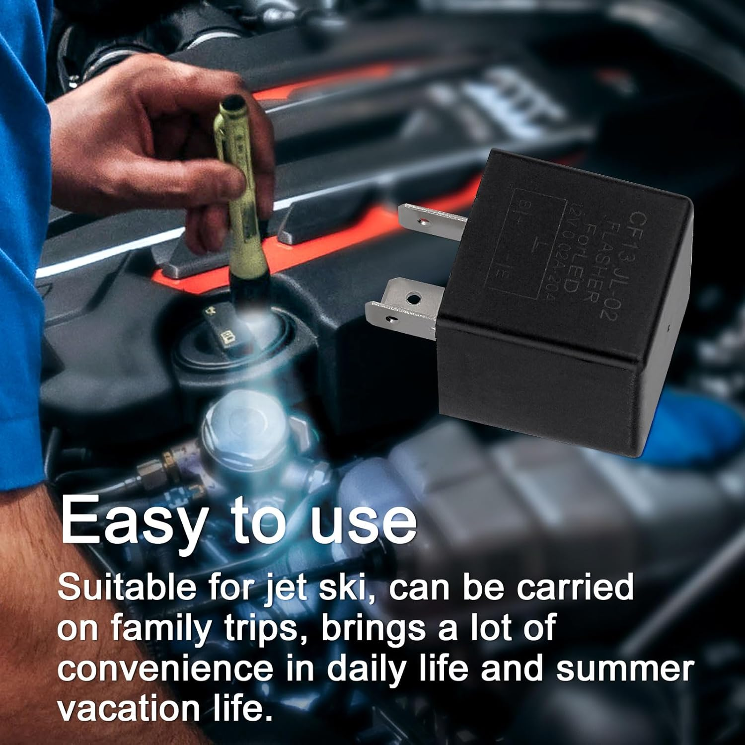 CF13 LED Flasher Relay for Turn Signal, 12V Universal Car Blinker Relay for Fixing Hyper Flash & Turn Signal Flickering, Compatible with Cars Trucks Suvs image number 5