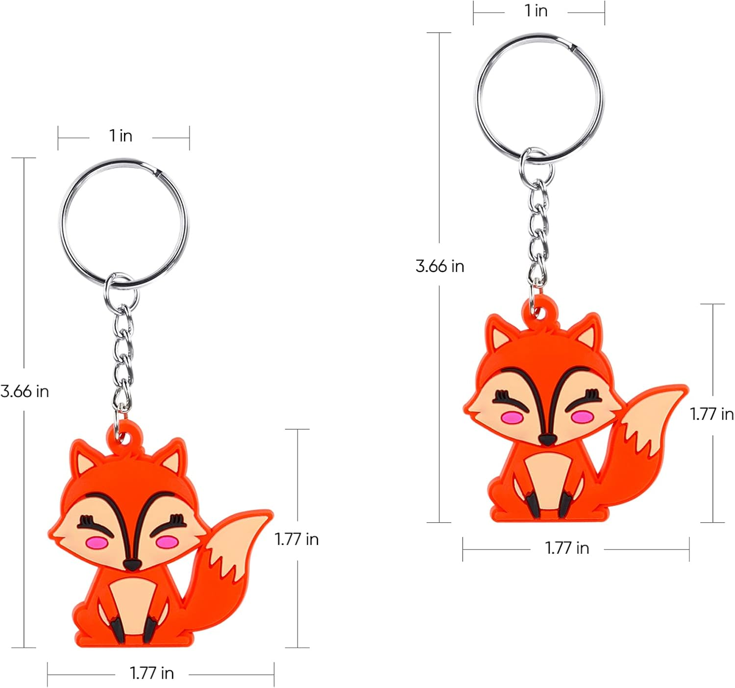 Imagitek 24 Pack Fox Keychains - Woodland Animal Keychains for Themed Party Favors, Kids Birthday Party Bag Fillers, Baby Shower Favors, School Carnival Rewards