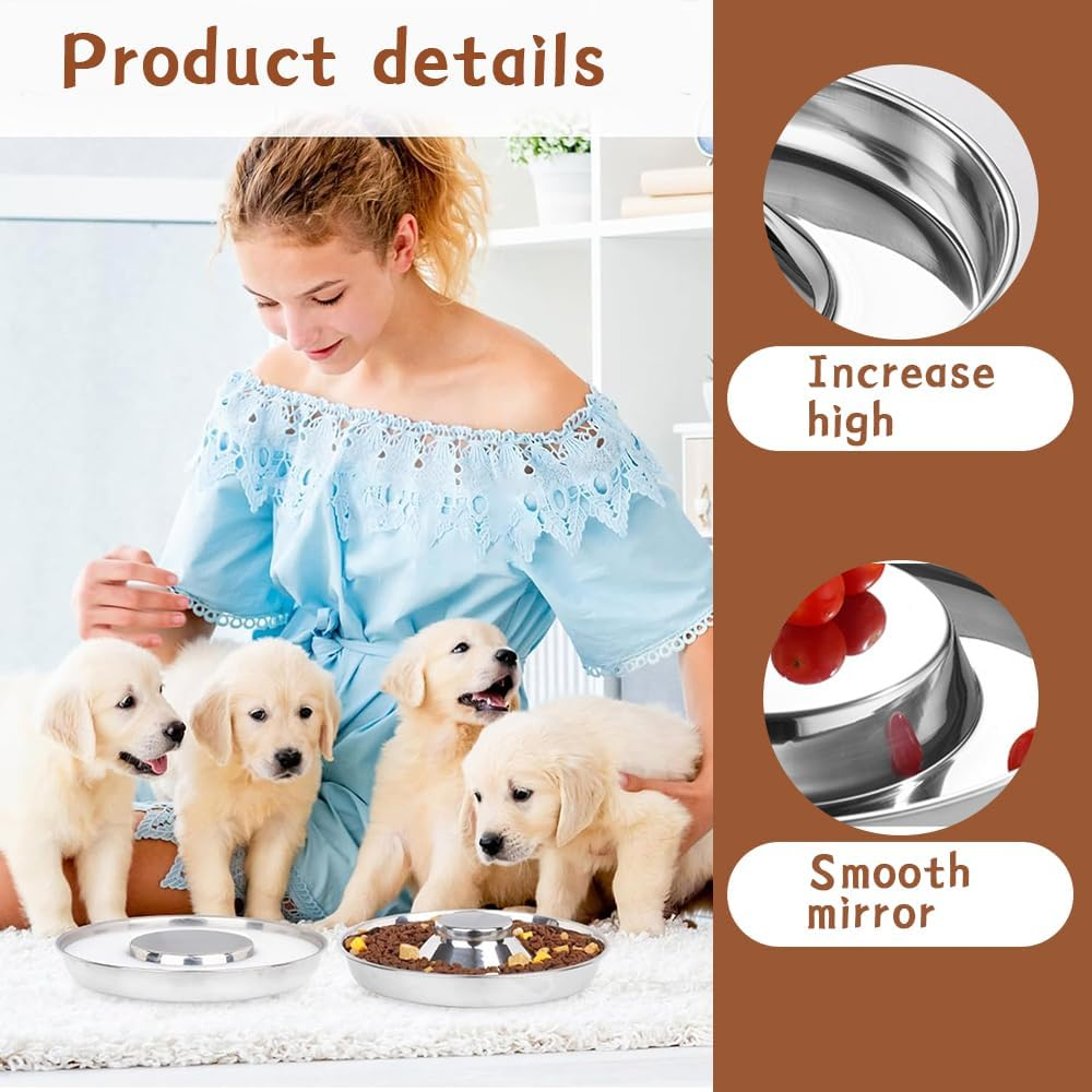 4 Pack Stainless Steel Puppy Bowls,Dog Feeding Bowls,Anti-Choking Slow-Feeding Bowl,Bite-Resistant Dog Bowl,For Small Medium Large Dogs,Cat,Pets,Multiple Puppies image number 5
