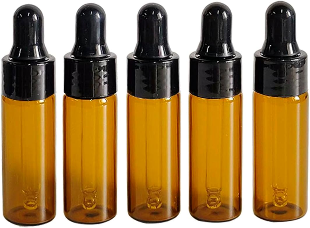 PYAWI 50Pcs 5Ml Sample Dropper Bottles,Amber Glass Dropper Bottles for Essential Oils Sample Cosmetic Perfume Traveling image number 6