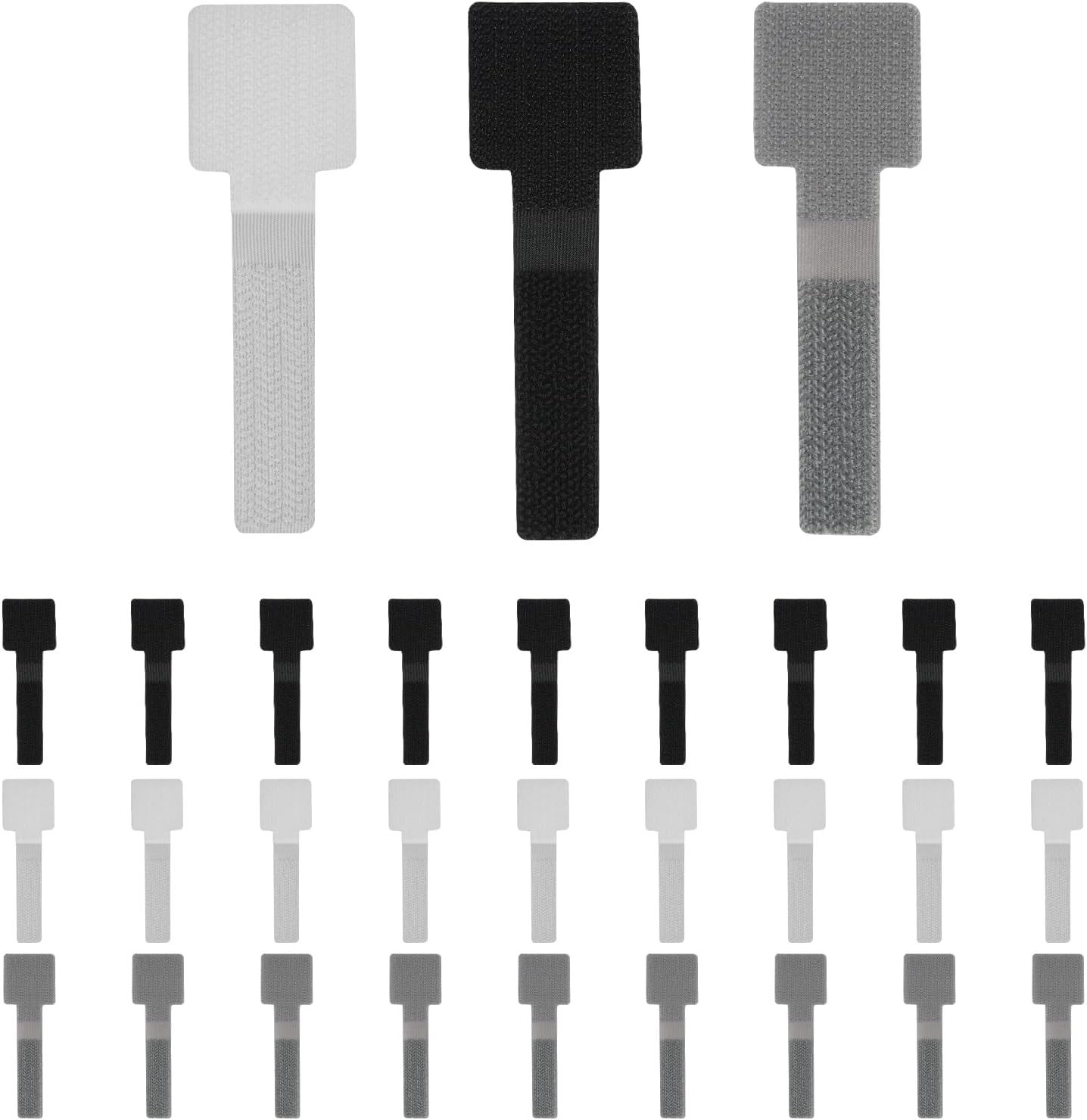 40 Pcs Hook and Loop Velcro Cable Ties - Reusable Strong Adhesive Cord Organizers for Desk/Home/Office - No Residue Heavy Duty Cable Management Straps, Electrical and Wiring (White & Black)