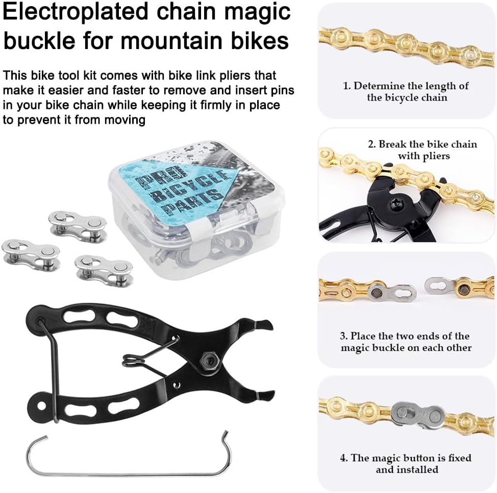 Yakamoz Bicycle Chain Repair Tool Set, 10Pairs Quick Reusable Bike Chain Master Link 10 Speed Chain Joint Connector with Bike Chain Plier for Speed Chains Repair Tool Kit image number 5