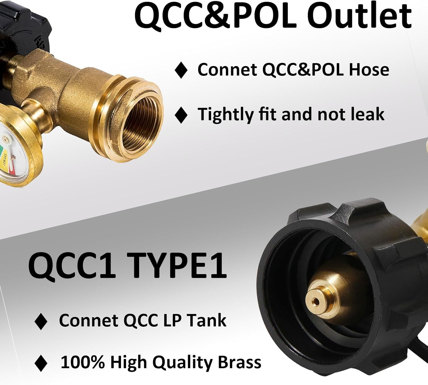 QCC Propane Tank Gauge Level Indicator, Universal Pressure Gauge Leak Detector for RV Camper BBQ Gas Grill Fire Pit Qcc1/Type1, Gas Generator/Stove/Range, Heater image number 6