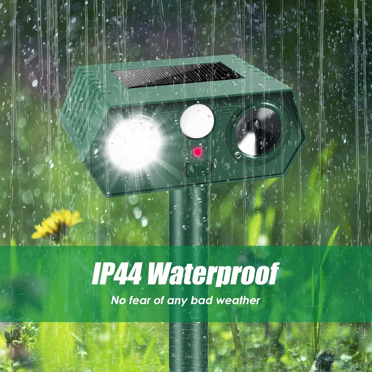 ​Cyperever Solar Powered Ultrasonic Animal Repeller Outdoor, Cat Repellent Possum Deterrent Bird Deterrent Snake Repellent, Motion Sensor & Flash Light for Dogs Foxes Rodents​​ (2) image number 3