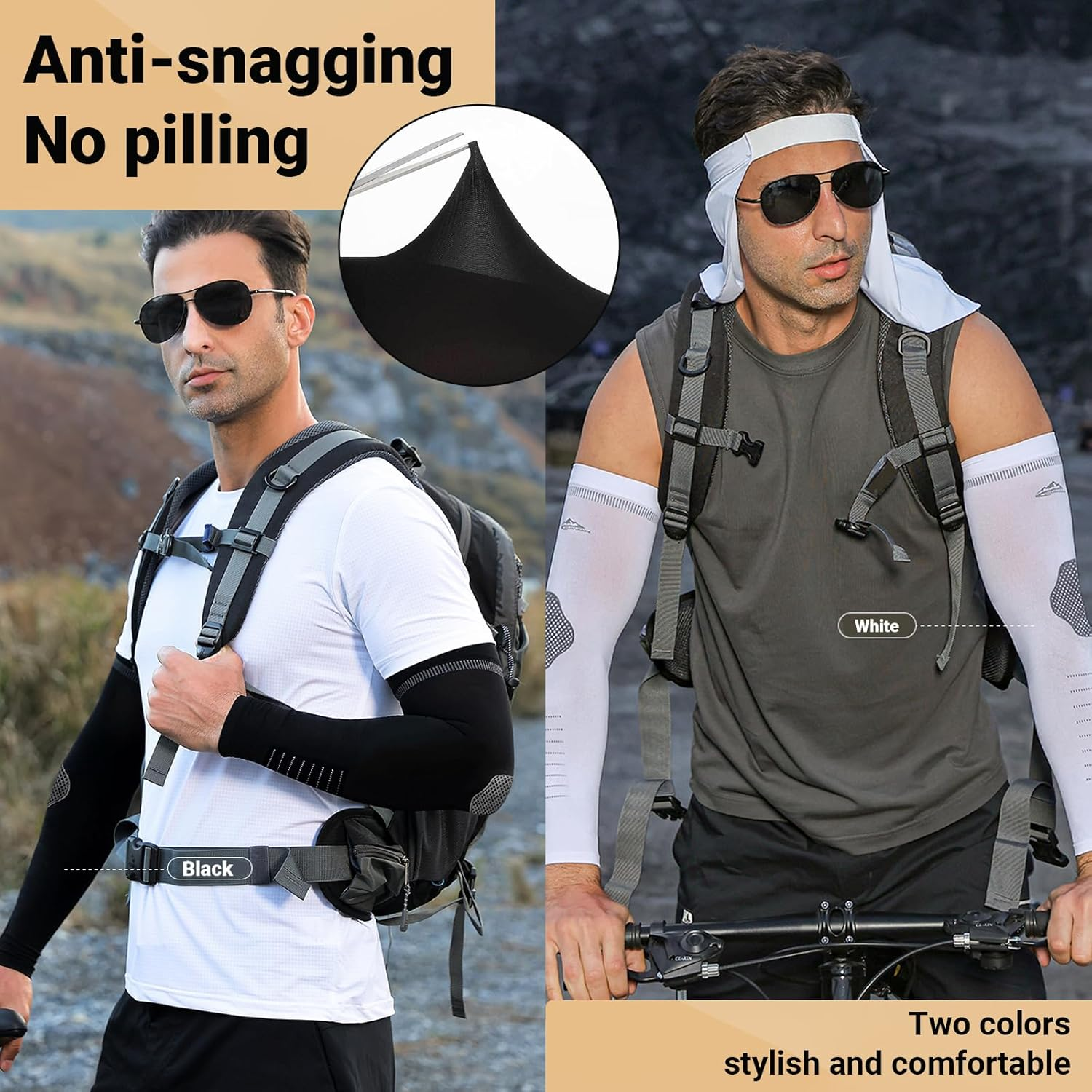 JOWILIN UV Protection Arm Sleeves, 2 Pairs UPF 50+ Cooling Sports Sleeves, Arm Compression Sleeves, Sweat-Resistant & Breathable Arm Support for Cycling, Basketball, Football, Volleyball for Unisex image number 1