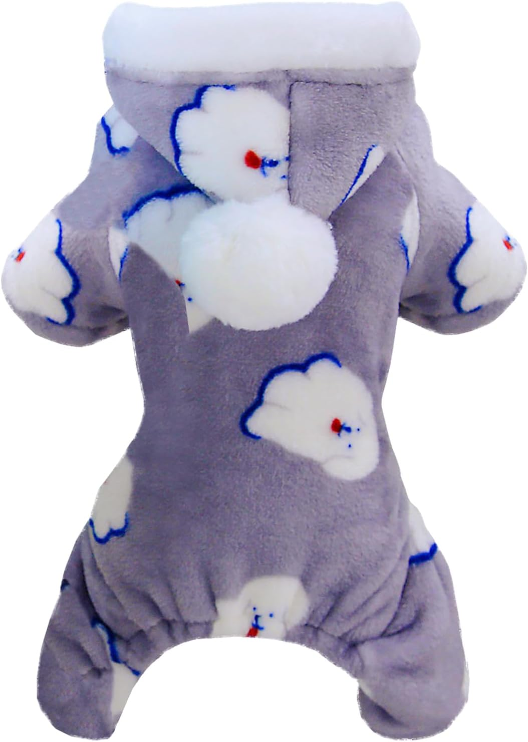 Izefia Dog Sweater Dog Clothes Fleece Dog Woolen Sweater Winter Warm Sweat Shirt 4 Legs Jumpsuit Pajamas with Snowball Cap Sweater for Small Dog Medium Dog Cat Blue L