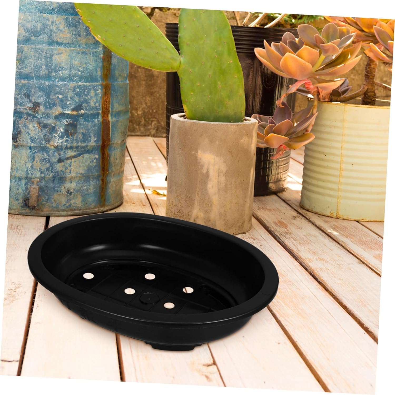 ANDRESLAD 4Pcs Oval Bonsai Pots Durable Plastic Flower Containers for Indoor Gardening Breathable Design for Healthy Plants for Home and Office Decor image number 5