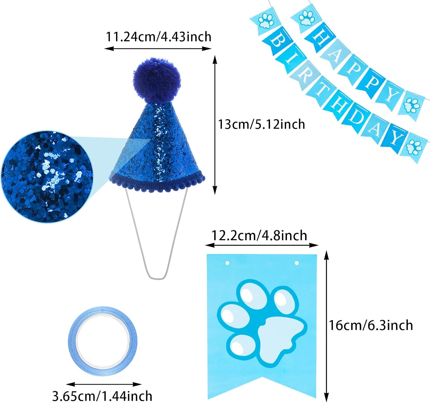 Dog Birthday Hat Bandana Set, 5 Pieces Dog Birthday Bandana Hat with 10 Bling Numbers and Happy Birthday Banner for Small, Medium and Large Dogs, Dog Birthday Decoration image number 6