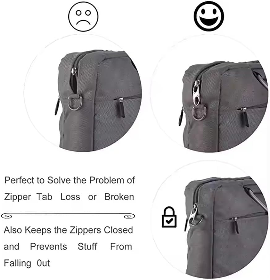 6 PCS Zipper Clip Theft Deterrents, Double Zipper Pull Replacements - Secure Your Belongings (Silver) image number 1