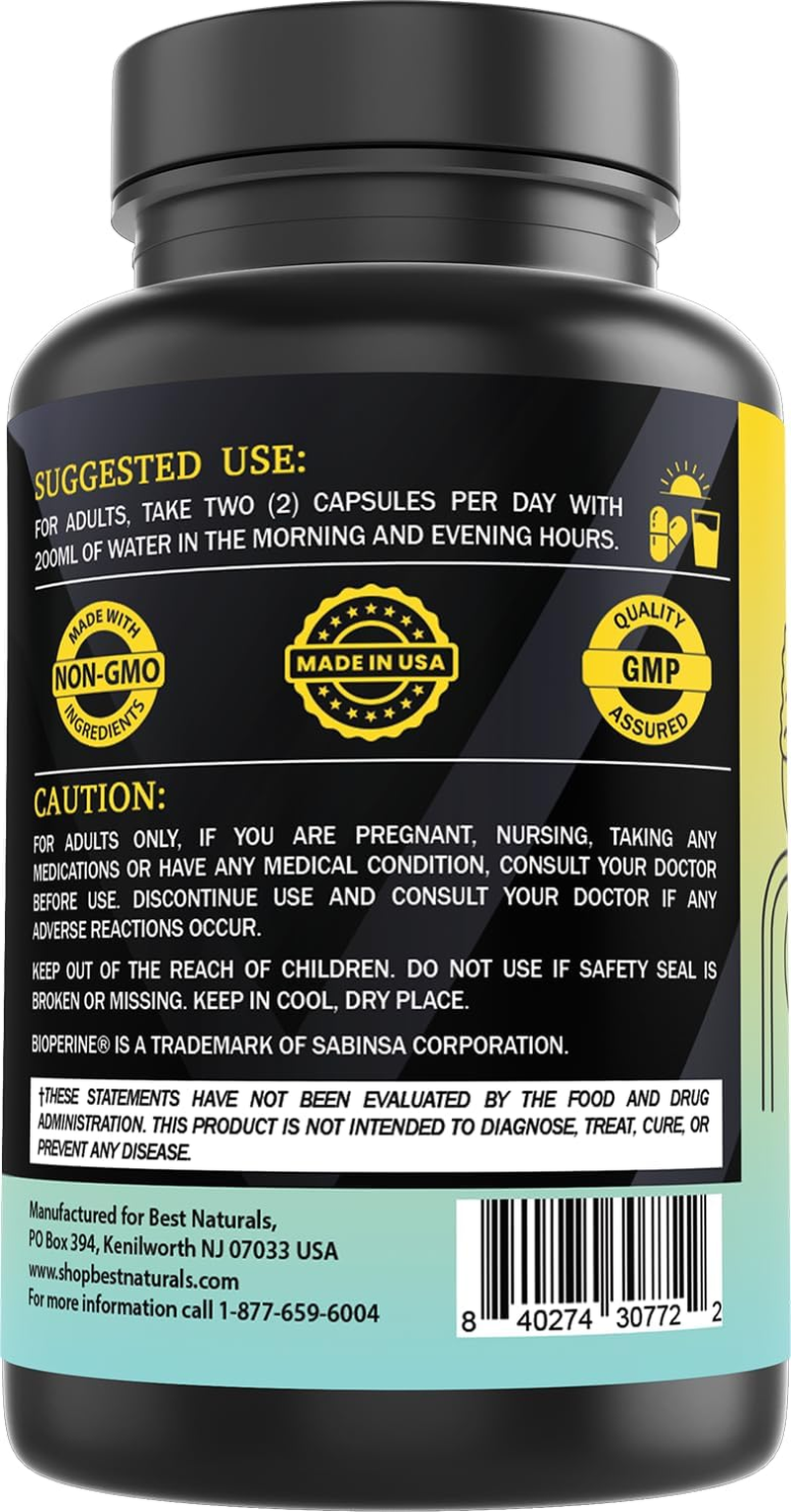Best Naturals Day-To-Day Adrenal Support Supplements - 90 Veg Capsules - Made with Ashwagandha, L-Tyrosine, Magnesium, Rhodiola & Holy Basil & Bioperine image number 3