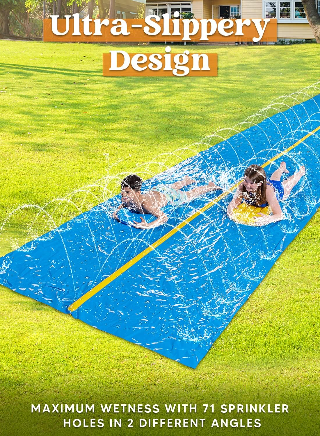 Sloosh Huge Water Slide, 30Ft X 6Ft Heavy Duty Lawn Water Slip with Built-In Sprinkler and 2 Slip Inflatable Boards for Kids Adults Party Summer Yard Lawn Outdoor Play Activities image number 3