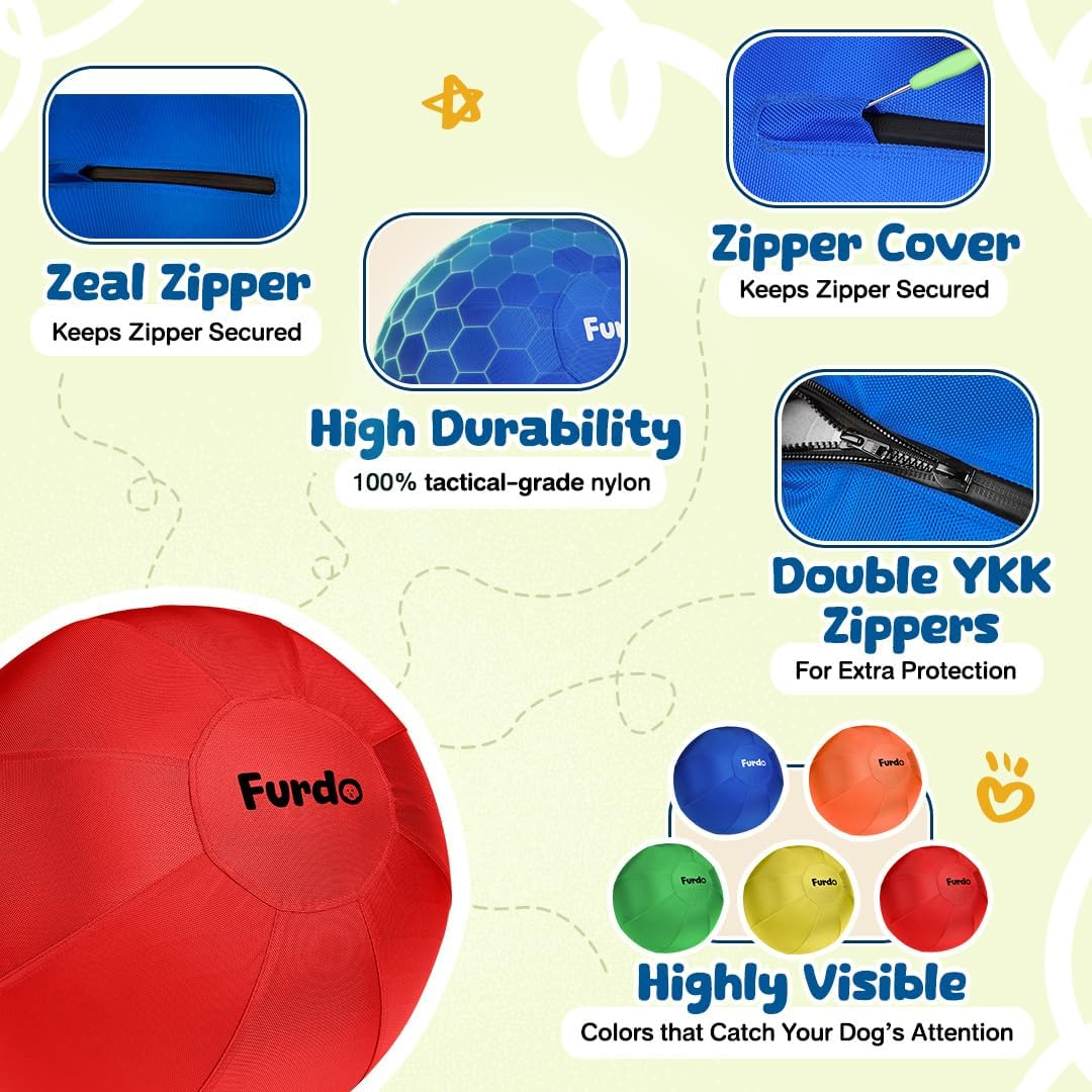 Furdo 25" Herding Ball for Dogs, for Australian Shepherd, for Cattle Dogs, for Border Collie, for Blue Heelers & Other Medium to Large Dogs, Herding Dog Ball, Herding Dog Toys, Horse Ball - Red