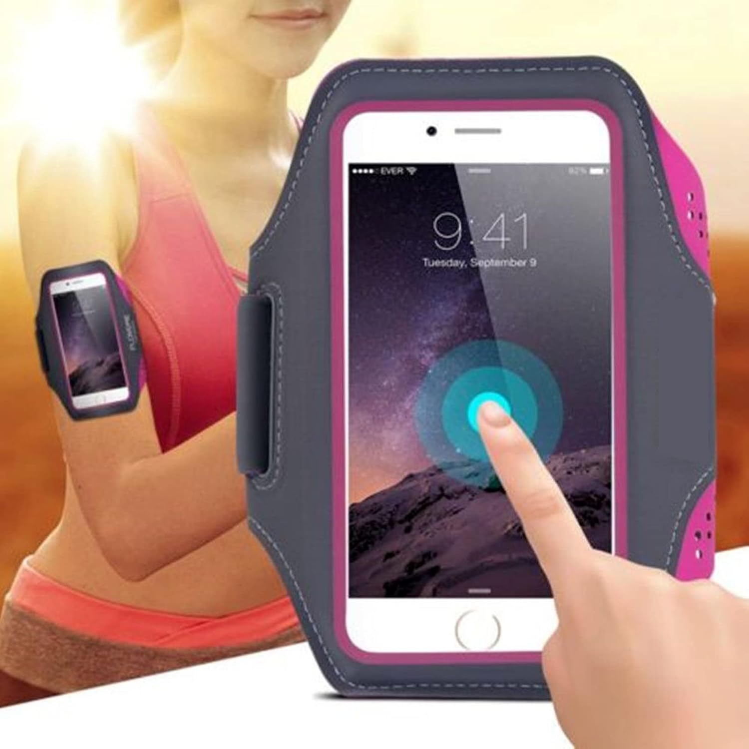 Sports Running Armband Arm Band Phone Holder for Apple Iphone 5 6 6S 7 8 plus SE X XS XR 11 12 13 14 15 16 16E plus Mini Pro Max Strap (Orange) image number 2