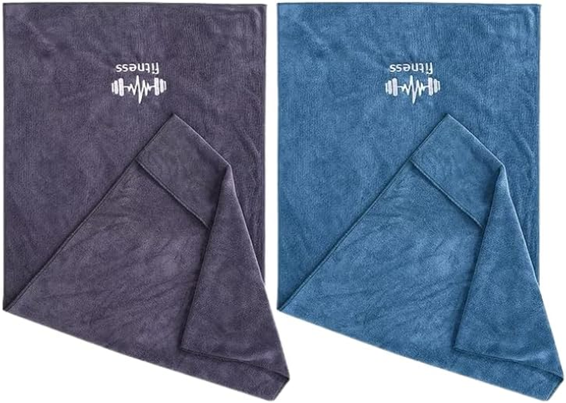 Set of 2 Sports Towels 95 X 40 Cm Microfiber Fast Drying Fitness Sweat Towels Gym Towel with Fixation Fitness Towel for the Gym with Cover Non-Slip Function Quick Dry Towel (Light Blue + Light Gray)