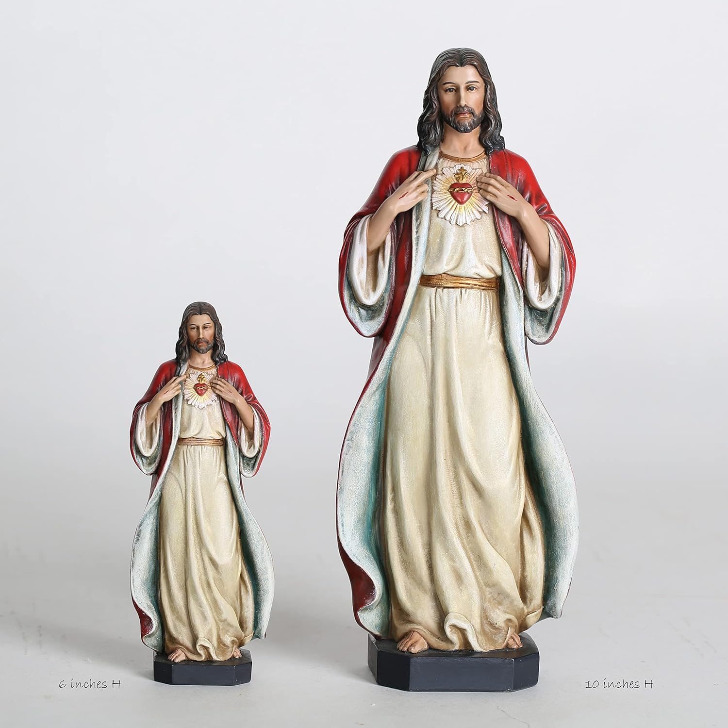 BC Catholic Sacred Heart of Jesus Statue, Jesus Christ Figure, Religious Gifts, Inspirational Indoor Home Decor, 10 Inches H, Hand Painted by Buildclassic image number 5