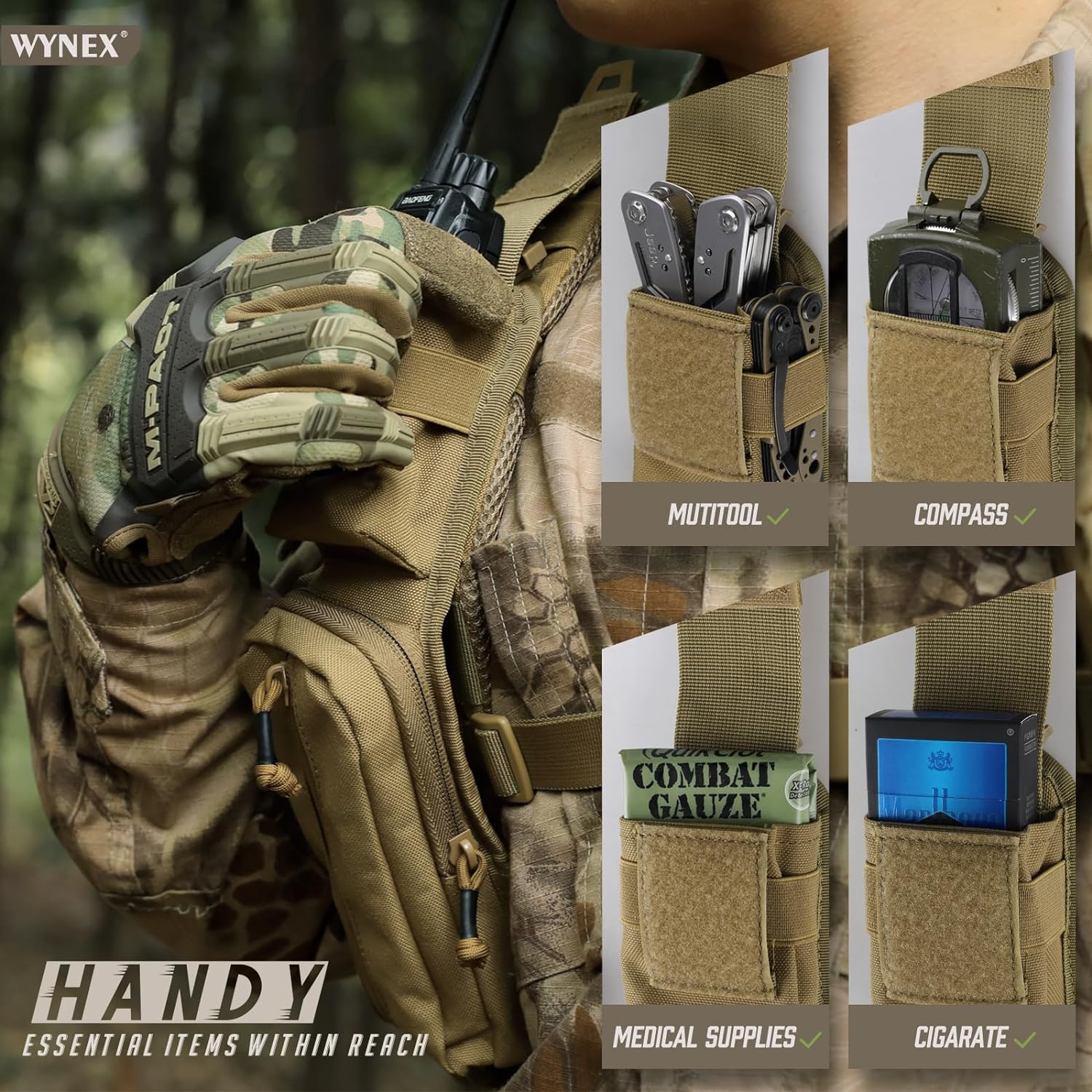 WYNEX Molle Tactical Pouches of Water Bottle Pouch Version, Tactical Accessories Backpack Strap Pouch Water Bottle Carrier Holder Molle Accessories for Backpacks image number 1