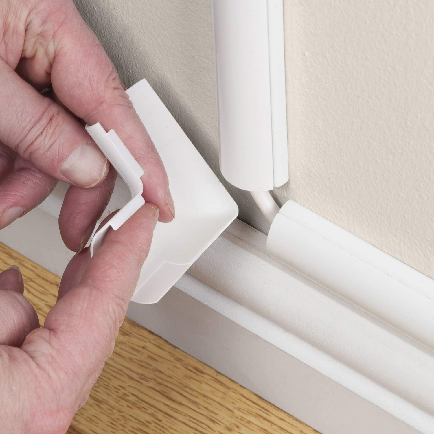 D-Line Mini Cable Trunking Clip-Over Accessory Multipack | Join Multiple Lengths of 30X15Mm Mini Cable Cover | 10 Piece Electrical Trunking Accessory Multipack - White image number 3