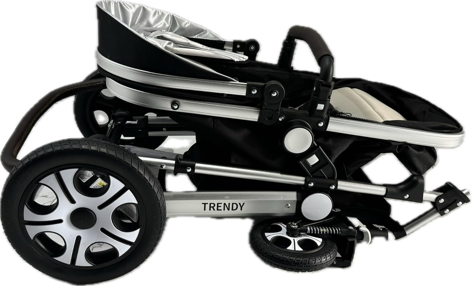 Mama KIDDIES Trendy Convertible 2In1 Aluminium Alloy Pram Stroller Bassinet Rain Cover, Foot Cover, Cup Holder, Inner Cushion, Mosquito Net Included image number 4