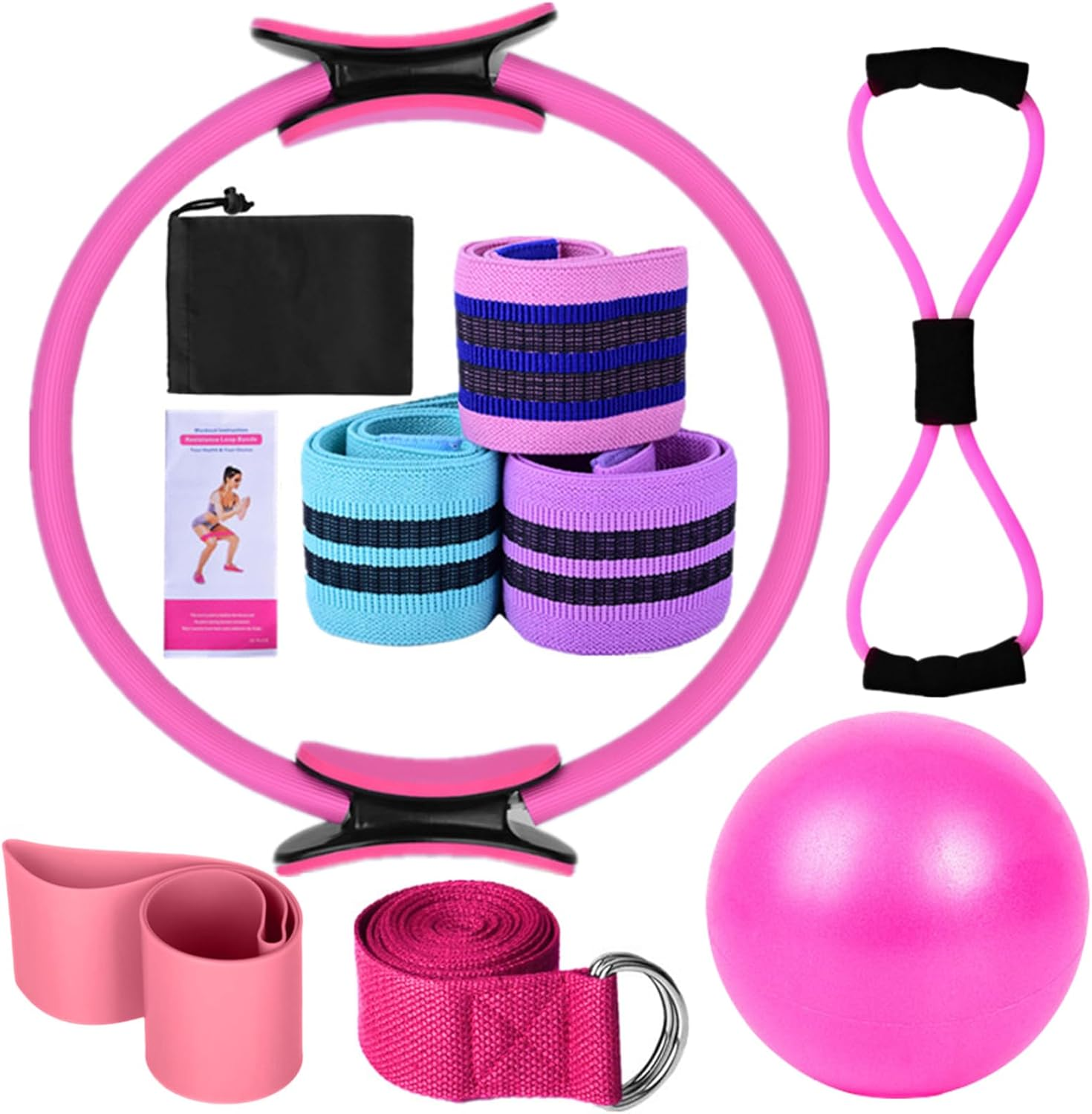 VYNTEL Women'S Yoga & Pilates Set | Magic Ring, 25Cm Ball, Booty Bands, Figure 8 Resistance Band | Purple Home Workout Equipment for Glutes, Stretching & Fitness