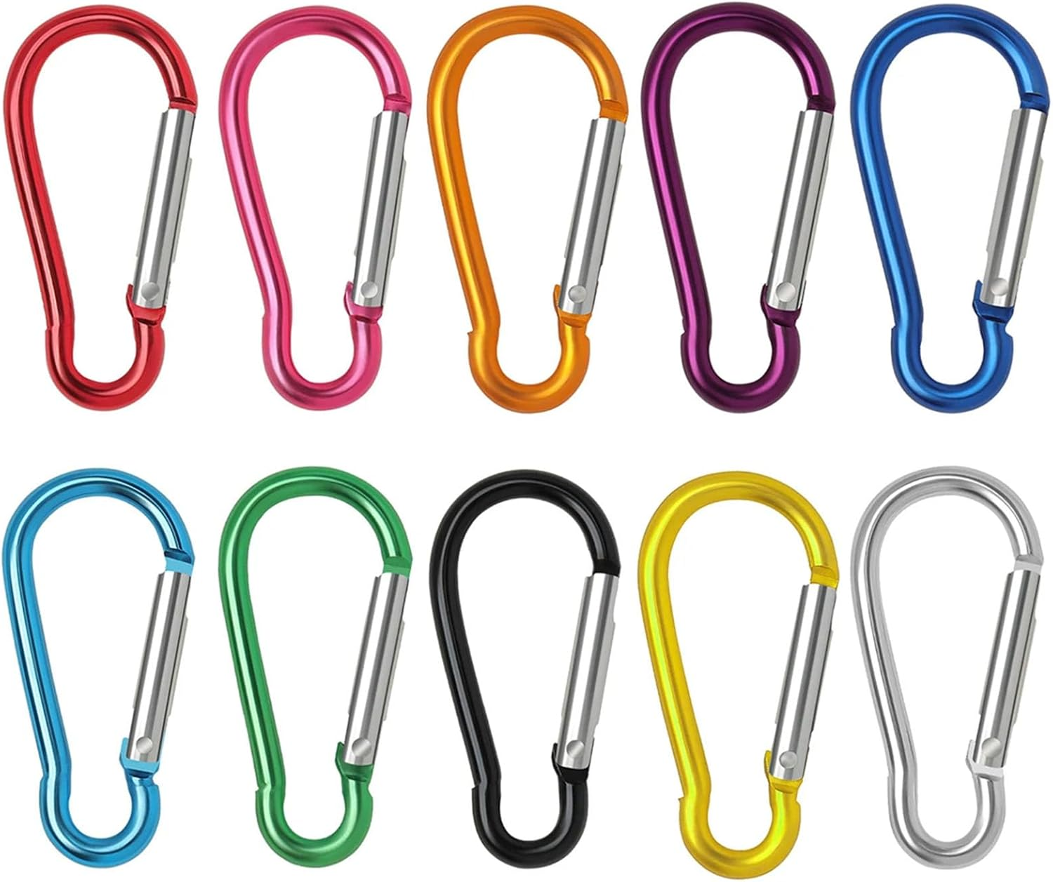 10 PCS 5.9CM Locking Carabiner Clips, Aluminum Carabiner D Ring D-Shaped Spring Snap Hook Key Clip Connect Hooks for Keychain Keyring Belt Loop Water Bottle Backpack Hiking Camping image number 5