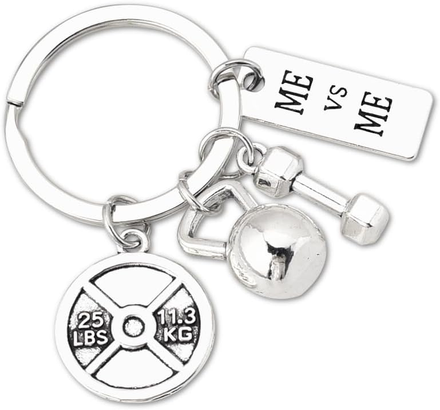 Inspirational Fitness Gifts Workout Keychain for Men Women Dumbell Kettlebell Kering Charms for Sports Lover Gym Gifts for Trainer Christmas Birthday Gifts for Family Friend