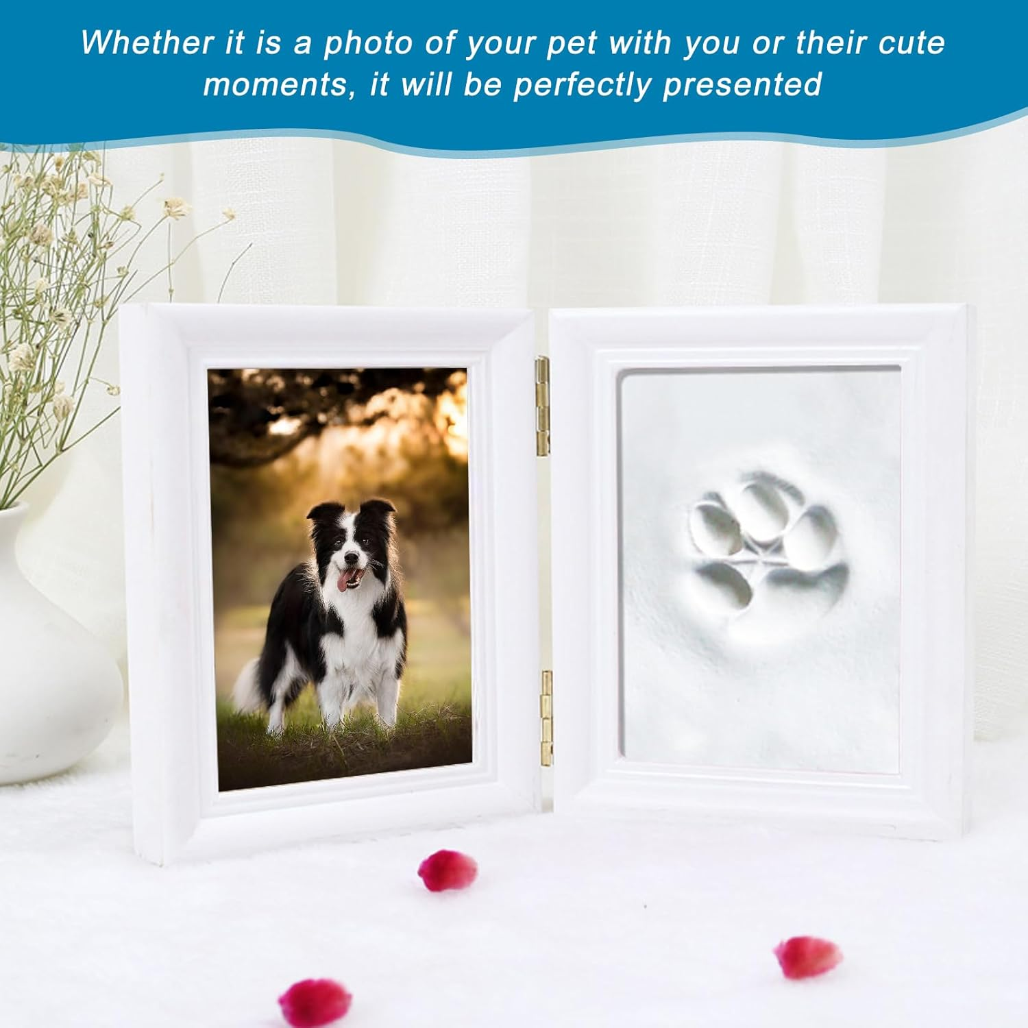 Sporgo Paw Print Set Dog Cat: 3D Picture Frame with Photo and Paw Prints, Paw Print Set with Stand, Wooden Picture Frame for Dogs or Cat Owners image number 5