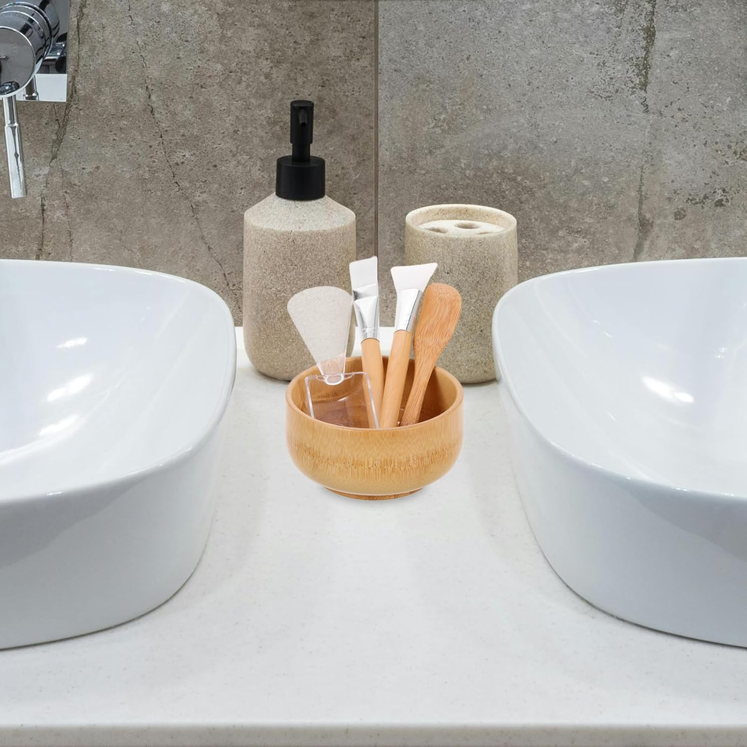 AUTSUPPL 5Pcs Facial Mask Mixing Bowl Set with Small Face Bowl, Spatula, and Brush for Home Spa Beauty Treatment and Clay Peel-Off Masks image number 2