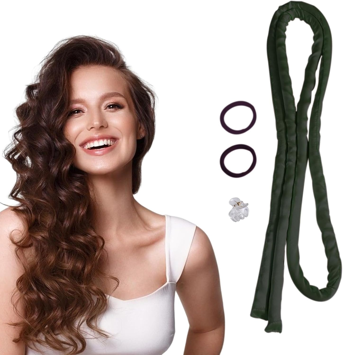 HARY Heat Free Curling Band + 2 Hair Loops + 1 Clip - Heated Satin Curling Headband for Volume & Waves | Heatless Curls for Long & Short Hair | Sleep Comfort (Black) image number 2
