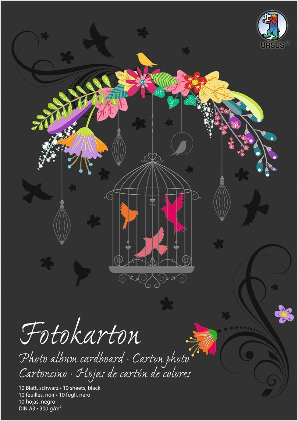 Ursus 2134690SE - Coloured Drawing Paper, Black, DIN A4, 130 G/M&sup2;, 20 Sheets of Fresh Cellulose, Wood and Chlorine-Free, Ideal Base for Creative Crafts image number 1