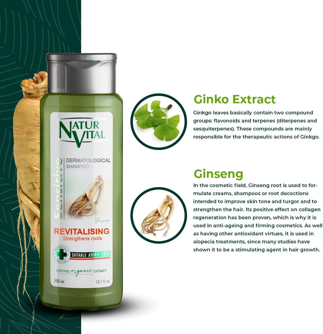 Hair Shampoo Ginseng - Revitalizing - 300 Ml/Natural & Organic