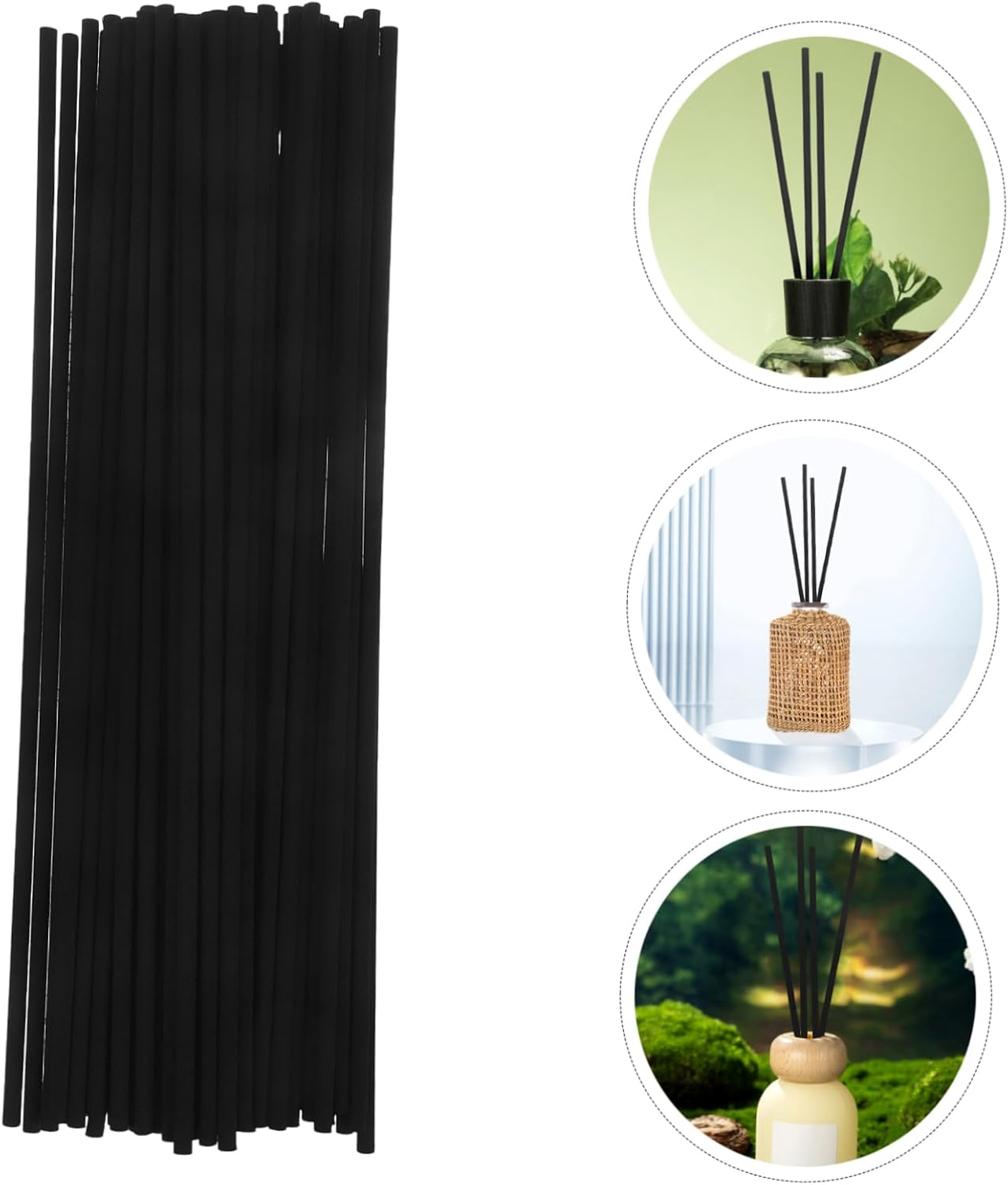FOMIYES 50Pcs Black 4Mm Fiber Essential Oil Diffuser Sticks Aromatherapy Reed Diffuser Wood Sticks for Air Freshener and Relaxing Aroma at Home or Office image number 5