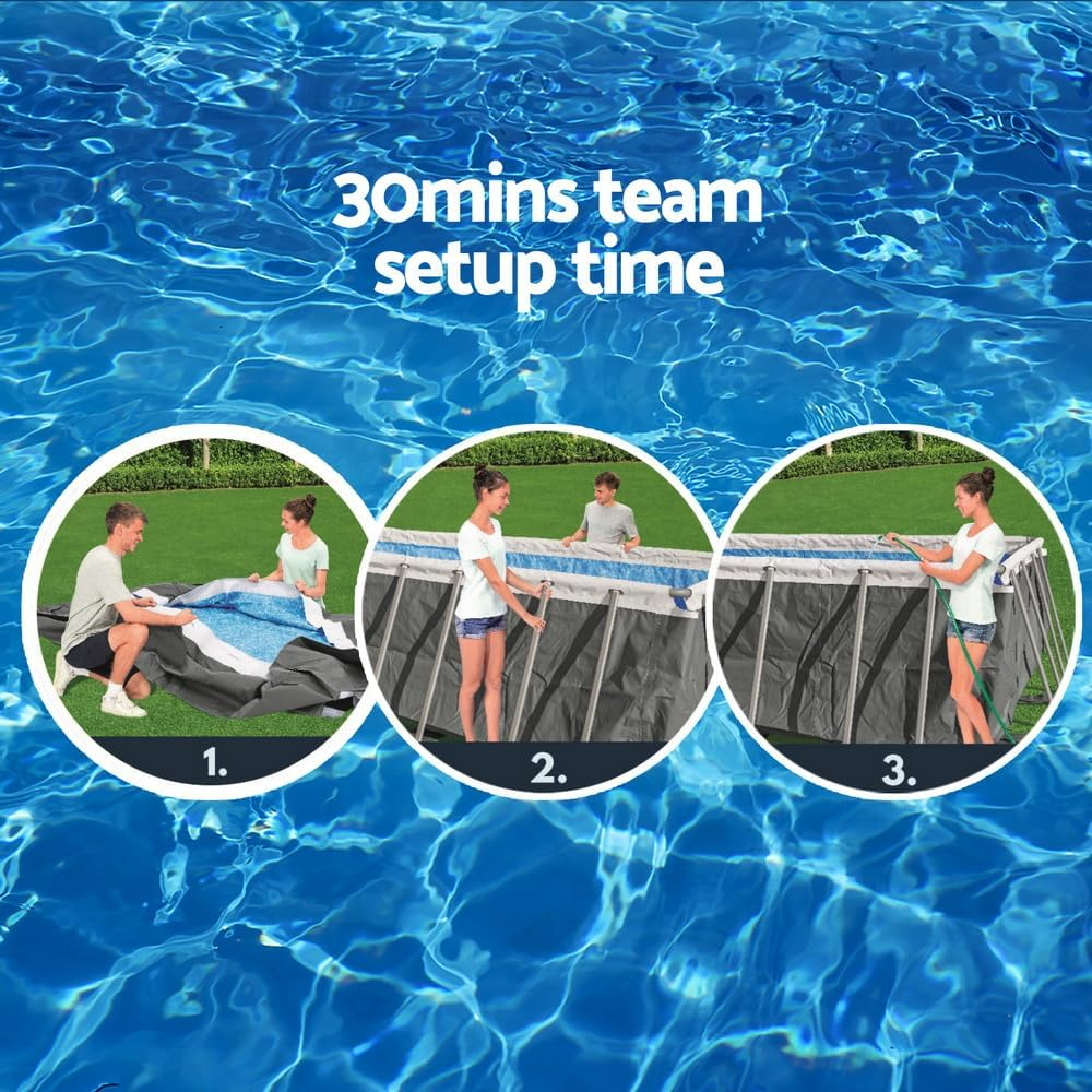 Swimming Pool above Ground Pools Steel Filter Pump Ladder 640X274X132Cm image number 4