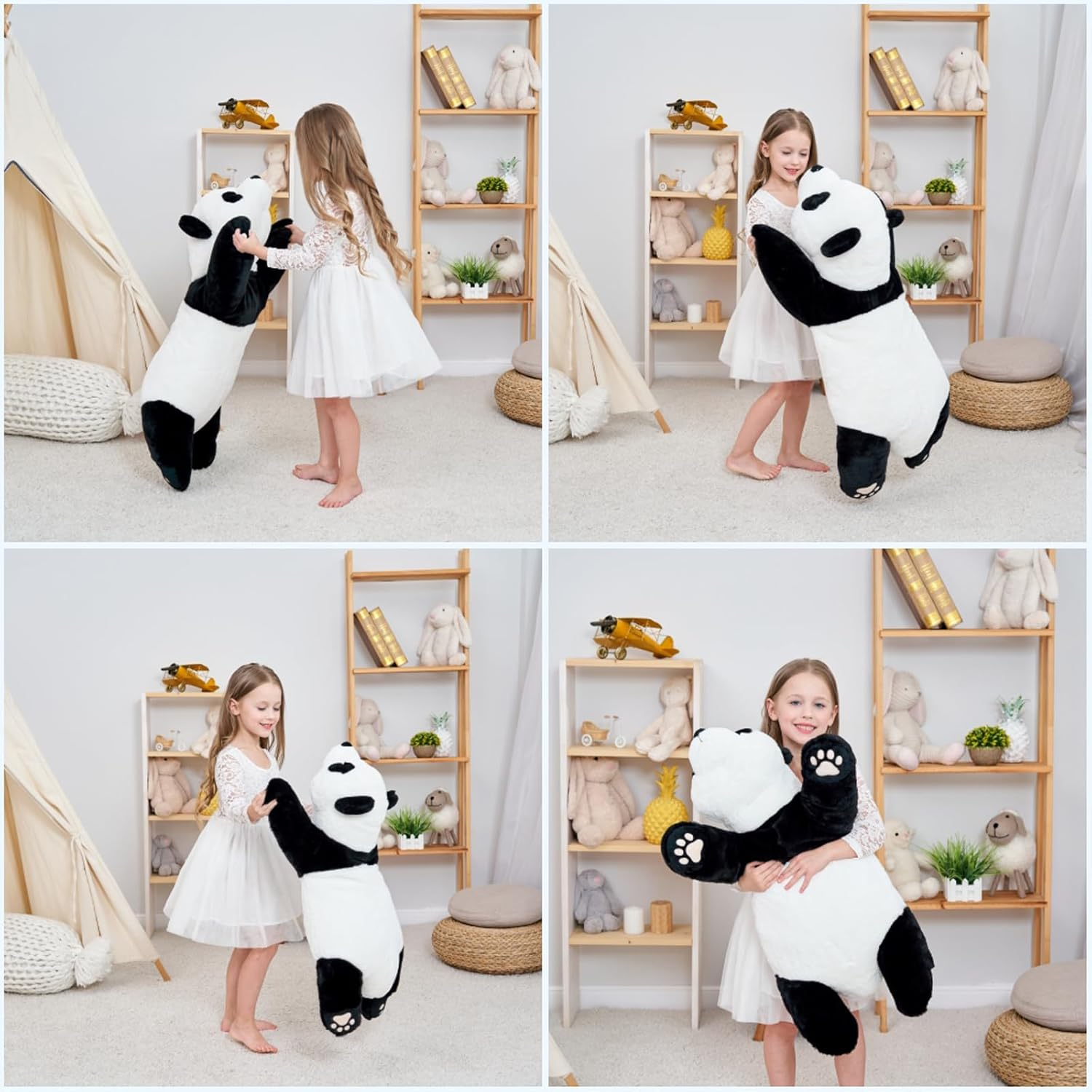 Doireum Panda Giant Weighted Stuffed Animal, 2.87Lbs Cute Big Panda Plush Hugging Pillow Toy for Boys Girls Valentine Christmas, 39.3 Inch