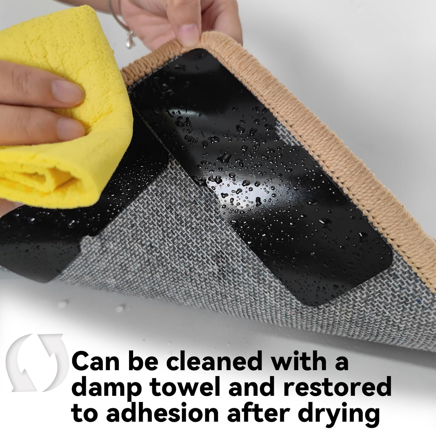 Urdar Brunnr Rug Carpet Non Slip Grippers, Reusable Rug Tape Pads, Strong Adhesive Carpet Grippers for Area Rugs, Keep Corners Flat, No Damaging for Floor Removable, 12Pcs image number 5