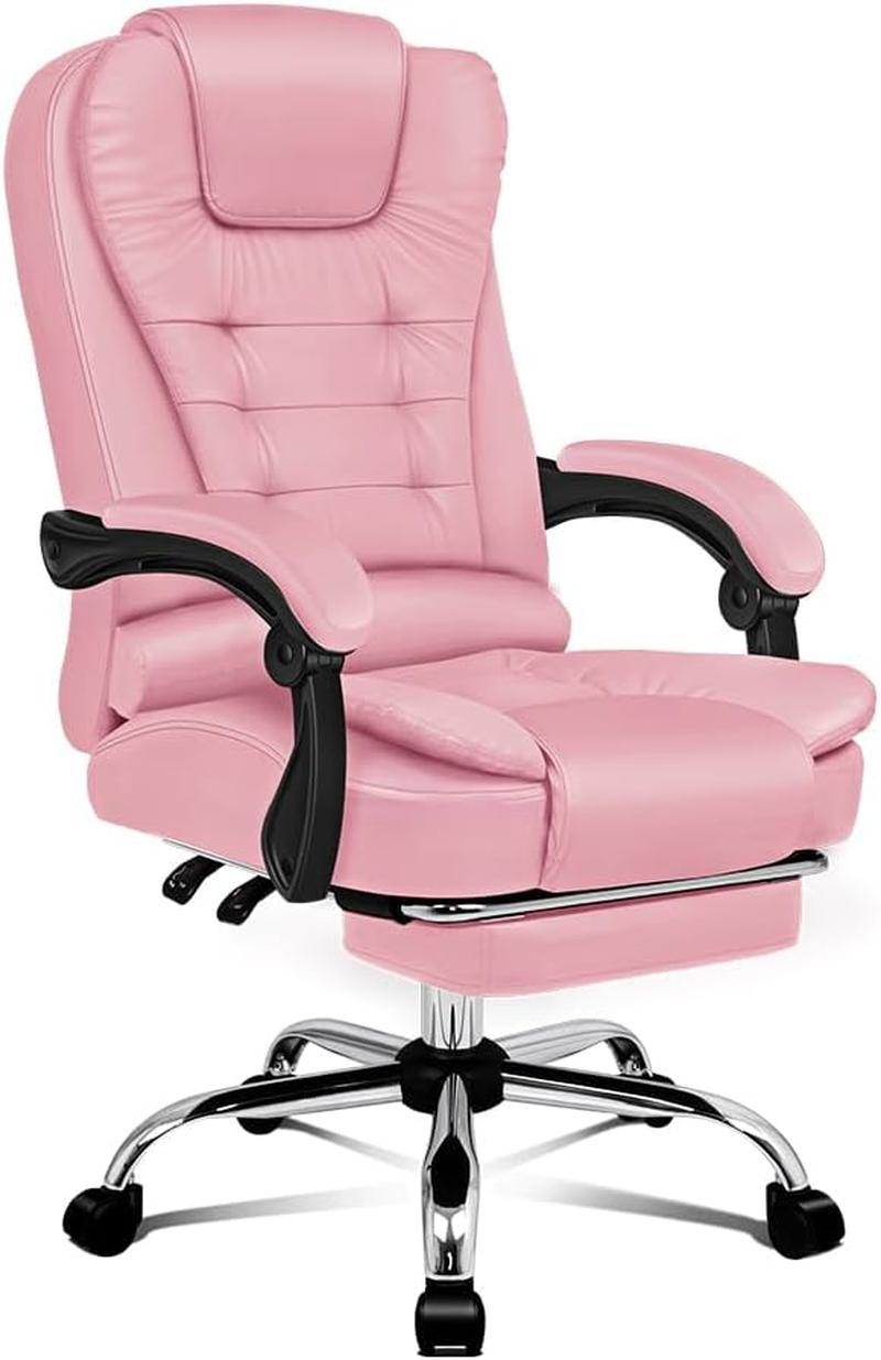ALFORDSON Ergonomic Office Chair with 150&deg; Recline & Footrest, Computer Desk Chairs with SGS Approved Gas-Lift, Executive Swivel Leather Video Game Chair, Max 180Kg (Earl Pink) - Pu Black image number 4