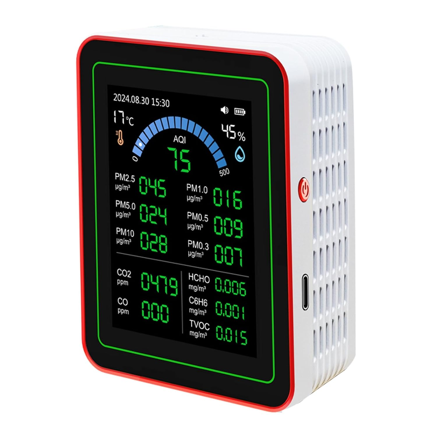 Pomya 18 in 1 Air Quality Meter, Easy to Read Air Quality Meter for Home