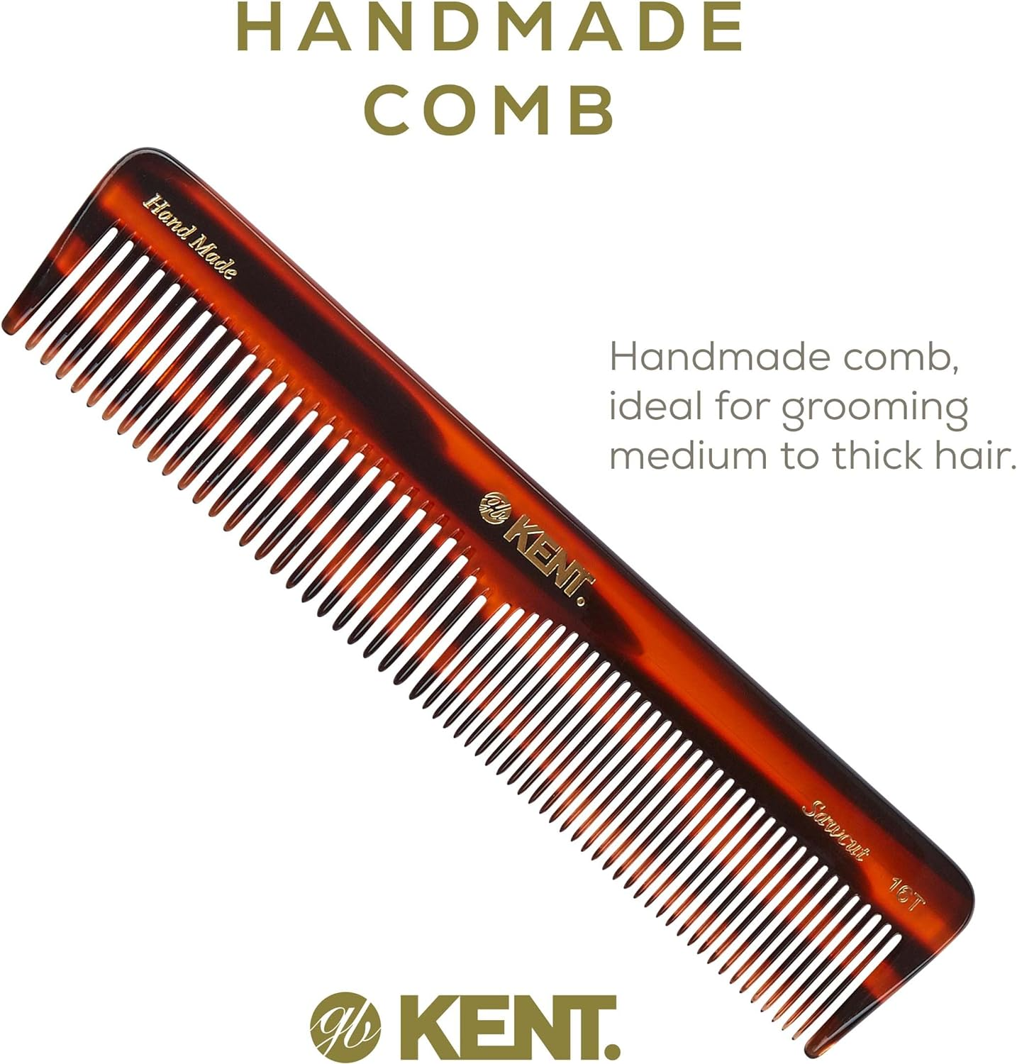 Kent Handmade Comb Made of Cellulose Acetate 16T & Sohyo Detangrer Hair Brush, Perfect for Detangling, for the Bag, Travel or the Beach image number 4
