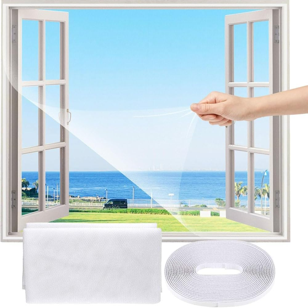 White Mosquito Net Window Screen 1.3M X 1.5M Easy Install Washable Mesh with Tape, Reusable Bug Barrier for Bedroom and Office, No Drill Breathable Durable Insect Screen for Windows image number 3