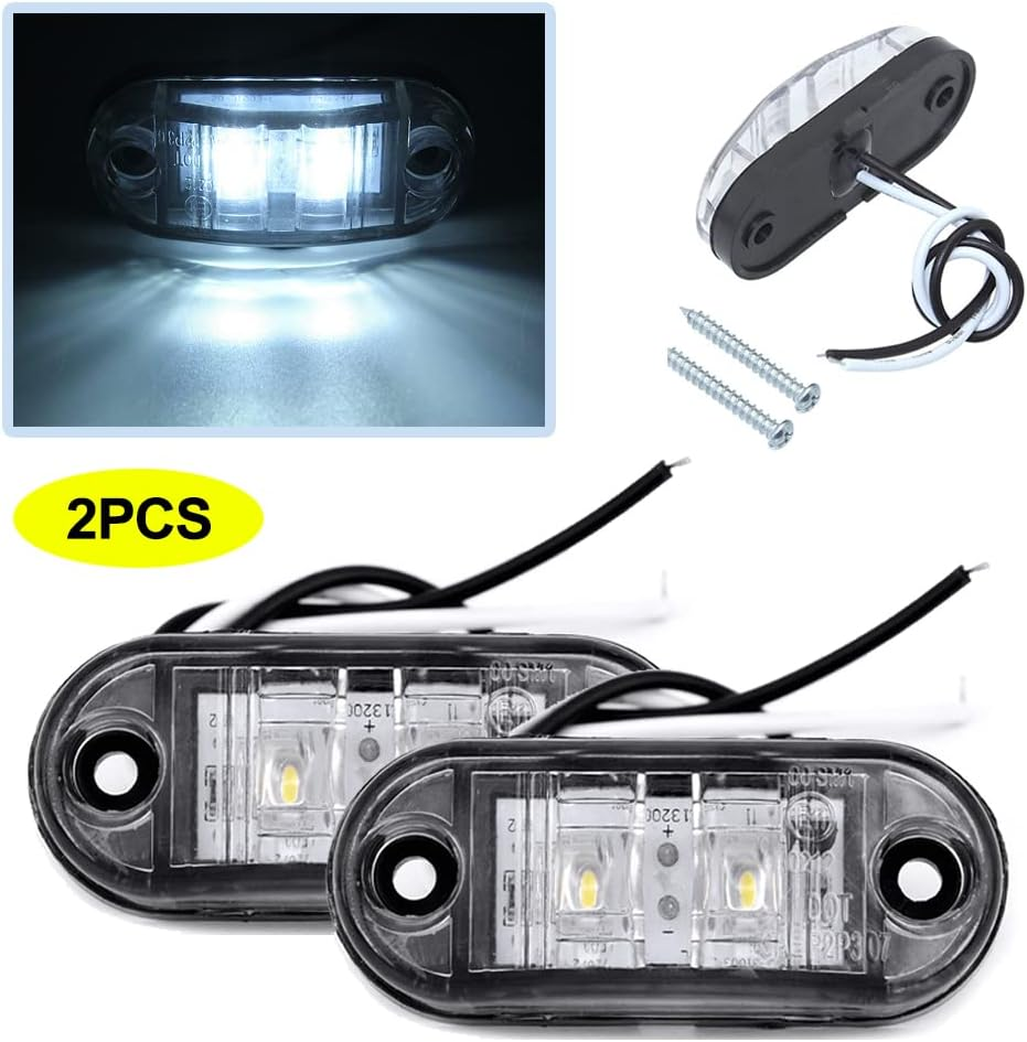2X Side Marker Clearance 12V LED Lights Cool White Indicators Trailer Caravan RV image number 6