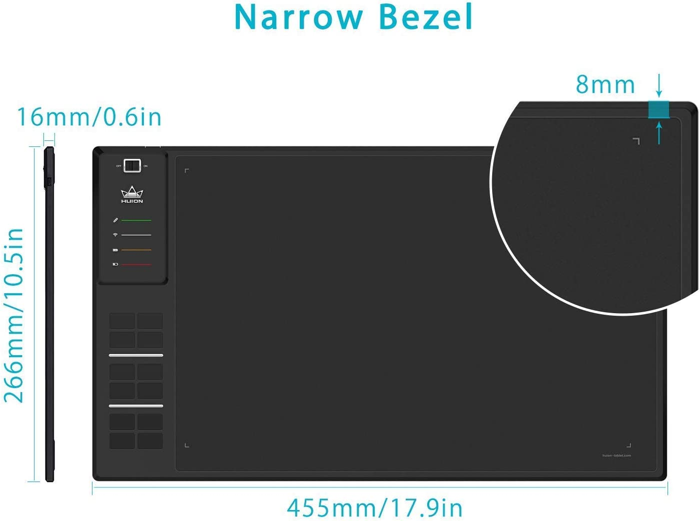 HUION WH1409 V2 Upgraded Battery-Free Wireless Graphics Drawing Tablet 8192 Levels 13.8 X 8.6 Inch with 12 Express Keys image number 4