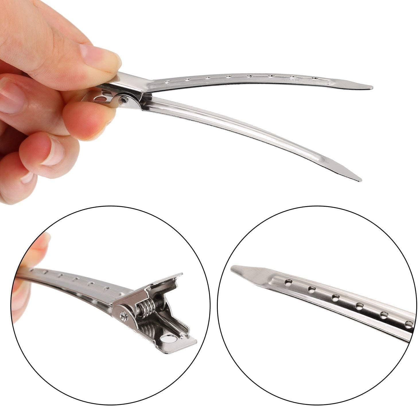 FIENSYDL 24 Pcs Metal Hair Clips for Styling Sectioning, 3.5 Inch Rustproof Metal Alligator Curl Clips, Silver Clip for Curls, Long Hair, Roller, Salon image number 2