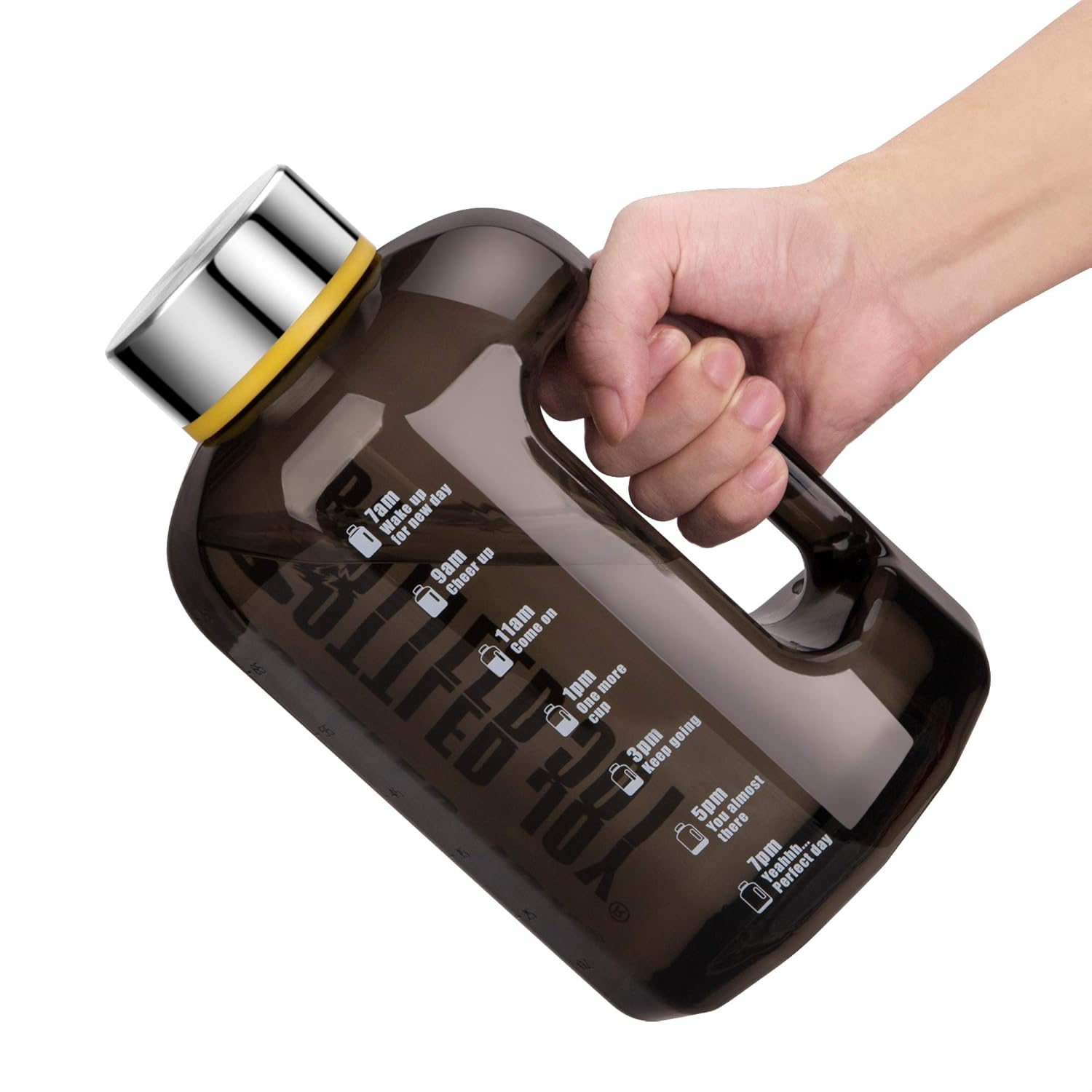 VENNERLI Water Bottles 2.2L Sports Water Bottle with Time Markings - BPA Free Xl Jug Leak Free Large with Handle Durable Reusable for Gym, Training, Hiking, Travel, Office, School (Clear)